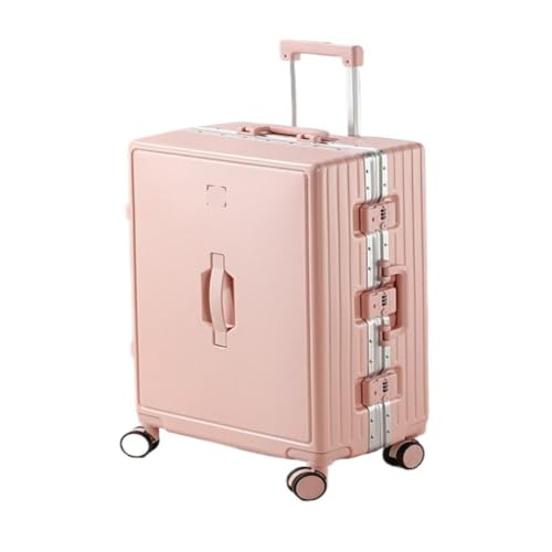 XIANGUOLL Reisekoffer Gepäck-Aluminiumrahmen-Trolley-Koffer, Leichter Universal-Rad-Passwort-Koffer for Männer Und Frauen Trolley (Color : Pink, Size : 24in) von XIANGUOLL