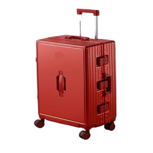 XIANGUOLL Reisekoffer Gepäck-Aluminiumrahmen-Trolley-Koffer, Leichter Universal-Rad-Passwort-Koffer for Männer Und Frauen Trolley (Color : Red, Size : 26in) von XIANGUOLL