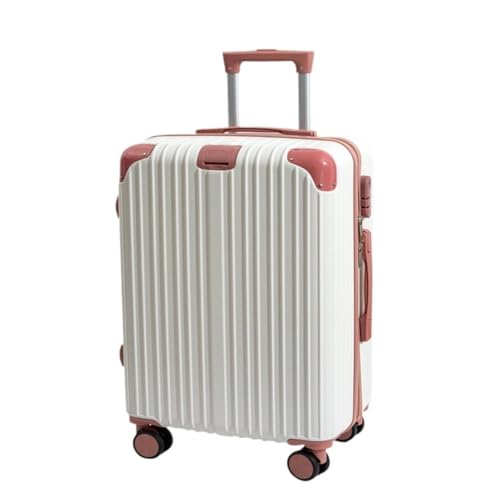 XIANGUOLL Reisekoffer Gepäckkoffer Mit Universalrädern, Trolley-Koffer, Passwortbox for Herren, Mode-Geschenkbox for Damen Trolley (Color : White, Size : 26in) von XIANGUOLL