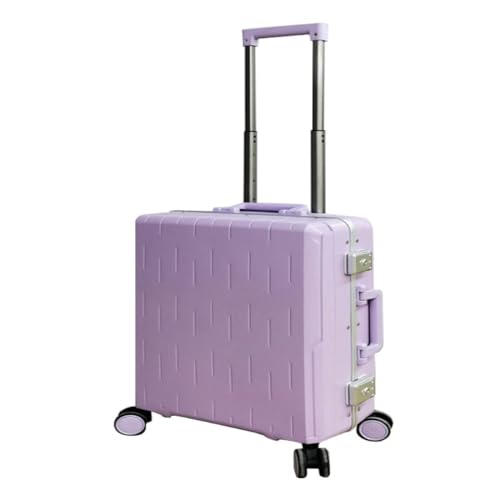 XIANGUOLL Reisekoffer Gepäckkoffer for Männer Und Frauen, 24-Zoll-Boarding-Code-Box-Trolley, Aluminiumrahmen, Seitenhaken-Koffer Trolley (Color : Purple, Size : 20in) von XIANGUOLL