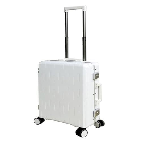 XIANGUOLL Reisekoffer Gepäckkoffer for Männer Und Frauen, 24-Zoll-Boarding-Code-Box-Trolley, Aluminiumrahmen, Seitenhaken-Koffer Trolley (Color : White, Size : 24in) von XIANGUOLL