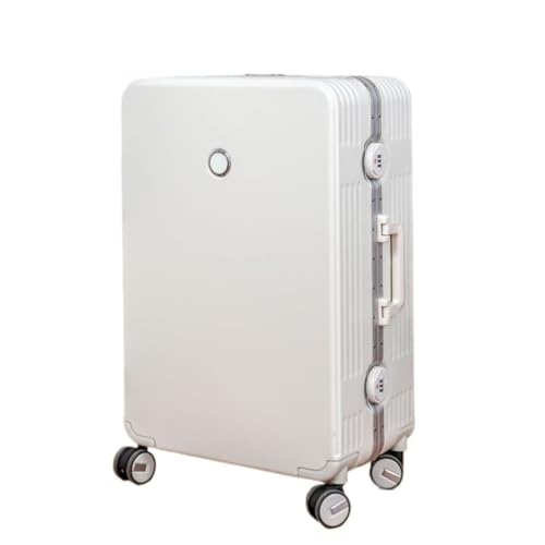 XIANGUOLL Reisekoffer Herren- und Damen-Koffer mit Aluminiumrahmen, Universalrad, Trolley-Koffer, Passwort-Box, Boarding-Koffer, Koffer Trolley (Color : White, Size : 20in) von XIANGUOLL
