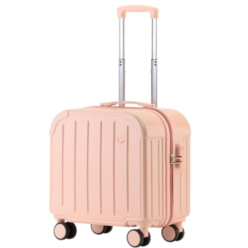 XIANGUOLL Reisekoffer Kleiner 18-Zoll-Koffer for Männer und Frauen, Kleiner Leichter Trolley-Koffer, Boarding-Code-Box, Silent Box Trolley (Color : Pink, Size : 18in) von XIANGUOLL