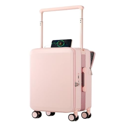 XIANGUOLL Reisekoffer Neuer breiter Trolley-Koffer for Damen, 20-Zoll-Boardingbox mit seitlicher Öffnung, Gepäckcode-Koffer mit vorderer Öffnung 25 Trolley (Color : Pink, Size : 20in) von XIANGUOLL