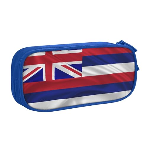 XIANHZIQ Großes Federmäppchen für Jungen und Mädchen, Flagge von Hawaii, Amerikanische Federmäppchen mit großen Fächern für Schule, Schreibwaren, Büro und Reisen, Schwarz, blau, Einheitsgröße, von XIANHZIQ