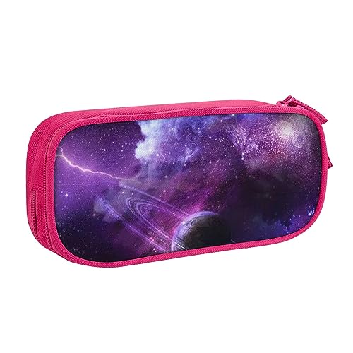 XIANHZIQ Großes Federmäppchen für Jungen und Mädchen, Galaxy Starry Space Purple Starry Pencil Cases mit großen Fächern für Schule, Schreibwaren, Büro und Reisen, Schwarz, rose, Einheitsgröße, von XIANHZIQ