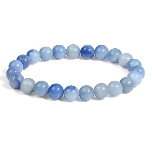 XIANNVXI Blauer Aventurin Armband 8mm Perlen Blau Perlenarmband Kristalle Armband Echte Steine Armbänder Damen Geschenk für Mama von XIANNVXI