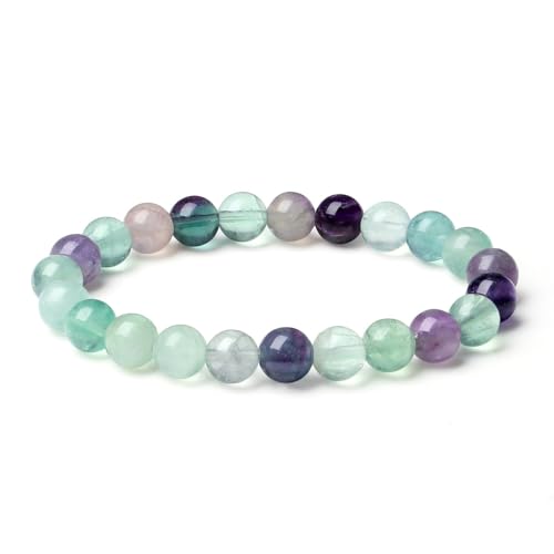 XIANNVXI Fluorit Armband Kristalle Perlenarmband Echte Steine Armbänder Damen 8mm von XIANNVXI