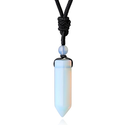 XIANNVXI Kette Damen Herren Opal Kristalle Anhänger Sechseckiger Punkt Anhänger Ketten Heilung Kristall Natürliche Edelsteine Verstellbares Seil Reiki Schmuck Halskette von XIANNVXI