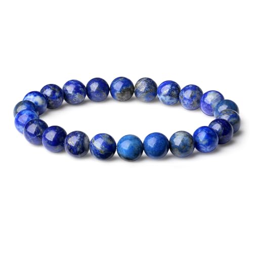 XIANNVXI Lapislazuli Armband 8mm Perlen Perlenarmband Kristalle Armband Lapislazuli Stein Echt Armbänder Damen Geschenk für Mama von XIANNVXI