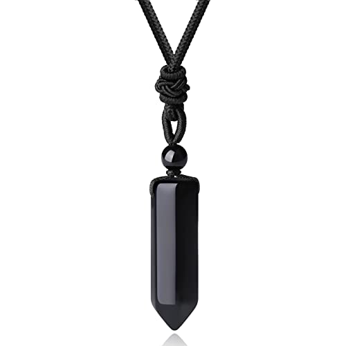 XIANNVXI Obsidian Kette Herren Damen Heilung Kristall Anhänger Sechseckiger Punkt Anhänger Ketten Natürliche Kristalle Edelsteine Verstellbares Seil Reiki Schmuck Halskette Vatertag Geschenke Mama von XIANNVXI