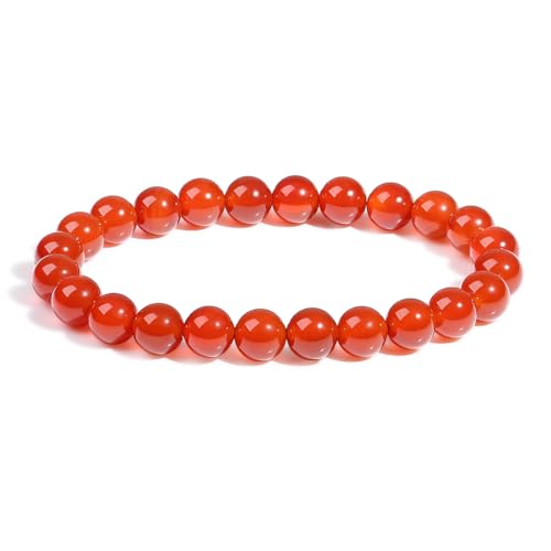 XIANNVXI Roter Achat Armband 8mm Perlen Rot Perlenarmband Kristalle Armband Echte Karneol Steine Armbänder Damen Geschenk für Mama von XIANNVXI