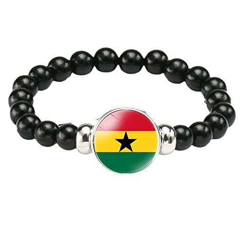 Bracelet En Pierre Naturelle Du Ghana Fashion Bracelets En Perles De Pierre De Drapeau Du Ghana Pour Femmes Hommes Amoureux Cadeau Bracelet Drapeau Du Ghana Cadeau Patriote, Ghana, Élastique von XIANRENGE