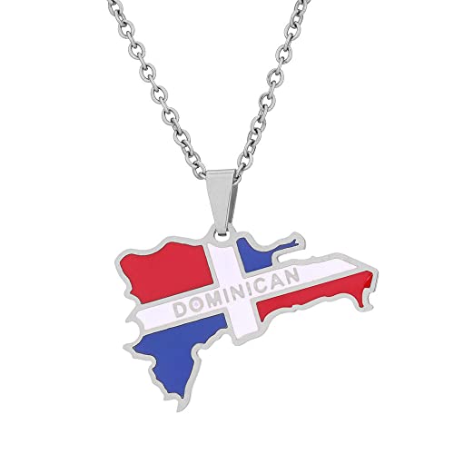 XIANRENGE Dominikanische Republik Vintage Anhänger Karte Halskette Männer Frauen Patriotismus Schmuck Trendige Karte Halskette Mit Kette Paar Halskette Geschenk, Weiß, Kettenlänge 50Cm XIANRENGE Dominikanische Republik Vintage Anhänger Karte Halskette Männer Frauen Patriotismus Schmuck Trendige Karte Halskette Mit Kette Paar Halskette Geschenk, Weiß, Kettenlänge 50Cm von XIANRENGE