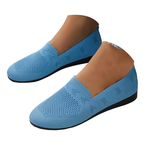 Ballerinas Damen Slip On Strick Schuhe Mittelalter Mokassins Sommerschuhe Gymnastikschuhe Sneaker Elegant Loafer Tanzschuhe Mesh Stoffschuhe Geschlossene Halbschuhe (38) von XIANUOJI