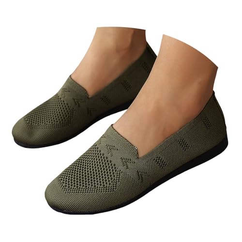 Ballerinas Damen Slip On Strick Schuhe Mittelalter Mokassins Sommerschuhe Gymnastikschuhe Sneaker Elegant Loafer Tanzschuhe Mesh Stoffschuhe Geschlossene Halbschuhe (40) von XIANUOJI