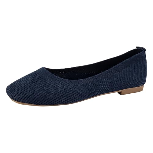 Ballerinas Damen Slip On Strick Schuhe Mittelalter Mokassins Sommerschuhe Gymnastikschuhe Sneaker Elegant Loafer Tanzschuhe Mesh Stoffschuhe Geschlossene Halbschuhe (41) von XIANUOJI