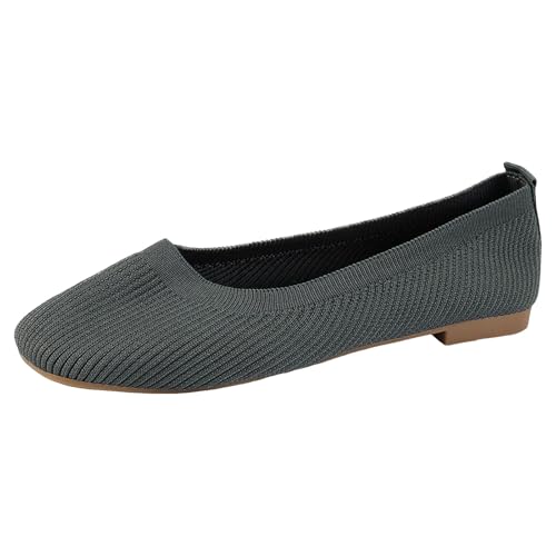 Ballerinas Damen Slip On Strick Schuhe Mittelalter Mokassins Sommerschuhe Gymnastikschuhe Sneaker Elegant Loafer Tanzschuhe Mesh Stoffschuhe Geschlossene Halbschuhe (Grau, 38) von XIANUOJI