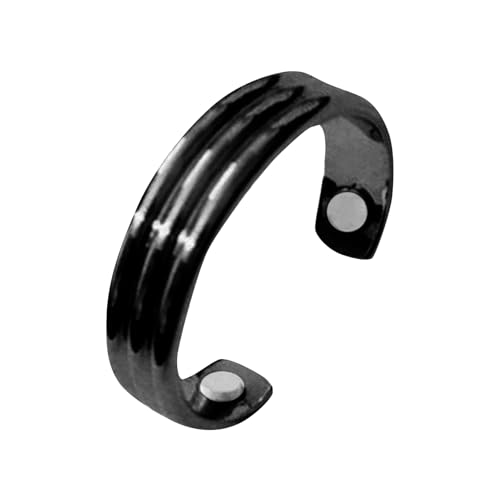 Ring 1 Stück Magnetring Therapeutischer Kupfer Magnet Ringe Öffnung Verstellbar für Männer Frauen Gold Silber Schwarz Roségold Ringsatz (A, One Size) von XIANUOJI