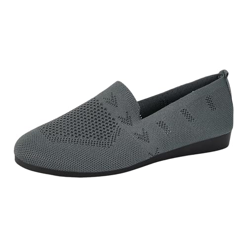 XIANUOJI Damen Mittelalter Flache - Sneakers Walking Slip on Weiche Loafer Gewebte Mesh Fußgewölbeunterstützung Gestrickte Leichte Loafers Orthopädische Turnschuhe Freizeitschuhe (36) von XIANUOJI