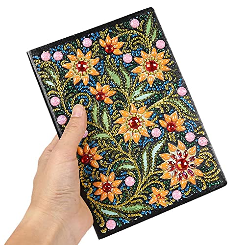 XIANXIAN 5D DIY Flower Diamant Malerei A5 Notizbuch DIY Special Shaped Diamond Painting 50 Seiten A5 Skizzenbuch Notizbuch for Erwachsene Notizblöcke Individuell Kreatives Geschenk von XIANXIAN