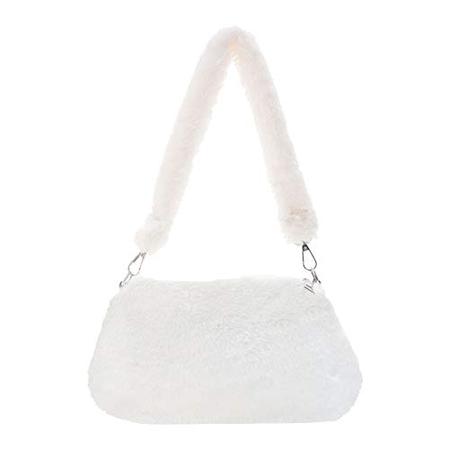XIANXIAN Umhängetasche for Frauen Plüsch Handtasche, Große Kapazität Flauschige Tasche, Tiermuster Plüsch Handtasche, Mädchen Flauschige Tasche for Herbst und Winter von XIANXIAN