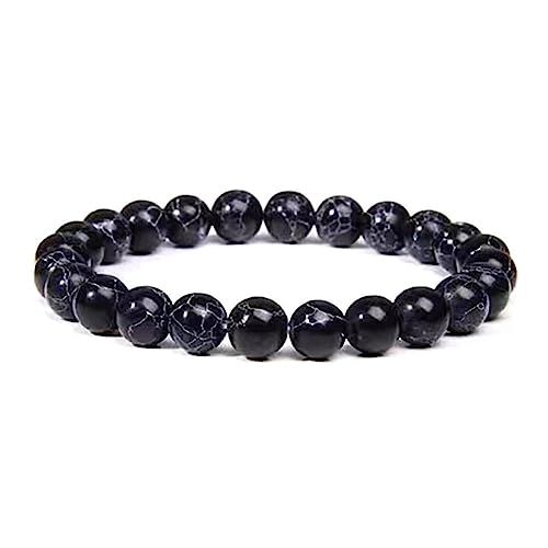 XIAOBAN Armband mit natürlichen Schungit-Stein, magnetisch, Graphit, Perlen, rund, Schmuck, Bohe-Perlen, Pflege, S2W0, Healin-Mineralien, Gesundheit, Schwarz, Edelstein von XIAOBAN