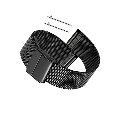 Milanese Mesh Edelstahl Uhrenarmband für Männer Frauen, 12-24MM Milanese Edelstahl Uhrenarmbänder Universal Doppelschnalle Uhrenarmband Armbänder für Männer und Frauen 2 STÜCKE ( Color : Black , Size von XIAOFEIGUN