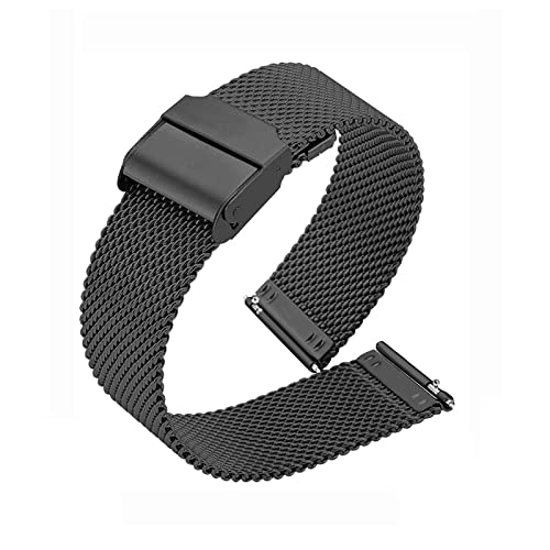 XIAOFEIGUN Milanese Mesh Edelstahl Uhrenarmband, Armband Handgelenk, Interlock-Sicherheitsverschluss mit Hakenschnalle, Schnellverschluss-Ersatzarmband in voller Größe (Color : Black, Size : 19mm) von XIAOFEIGUN