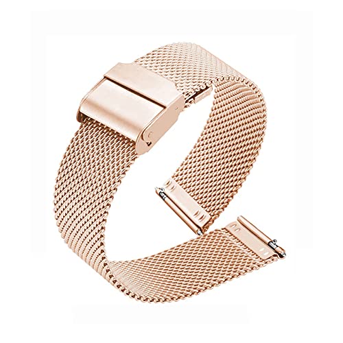 XIAOFEIGUN Milanese Mesh Edelstahl Uhrenarmband, Armband Handgelenk, Interlock-Sicherheitsverschluss mit Hakenschnalle, Schnellverschluss-Ersatzarmband in voller Größe (Color : Roségold, Size : 19mm) von XIAOFEIGUN