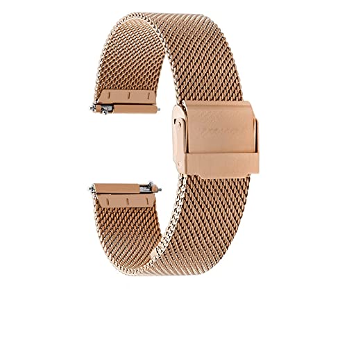 XIAOFEIGUN Milanese Mesh Edelstahl Uhrenarmband für Männer Frauen, 12MM-24MM Mesh gewebtes Metall Uhrenarmband Verschluss Universal Doppelschnalle Armband 2 STÜCKE (Color : Roségold, Size : 21mm) von XIAOFEIGUN