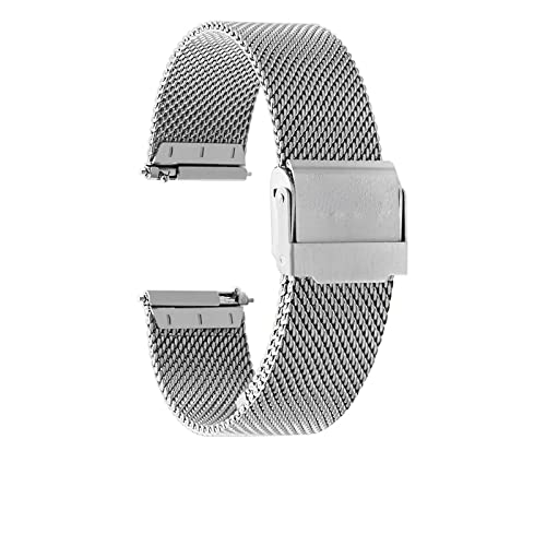 XIAOFEIGUN Milanese Mesh Edelstahl Uhrenarmband für Männer Frauen, 12MM-24MM Mesh gewebtes Metall Uhrenarmband Verschluss Universal Doppelschnalle Armband 2 STÜCKE (Color : Silver, Size : 21mm) von XIAOFEIGUN