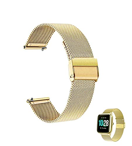 XIAOFEIGUN Uhrenarmbänder, verstellbare Edelstahl-Mesh-Uhrenarmbänder, 12-24 mm Ersatz-Edelstahl-Metall-Mesh-Armband für Männer und Frauen ( Color : Gold , Size : 12mm ) von XIAOFEIGUN