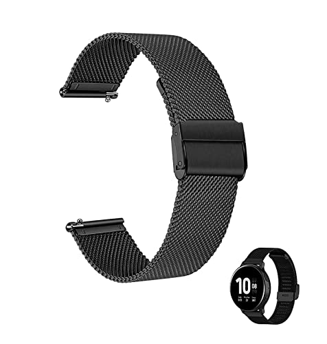 XIAOFEIGUN Uhrenarmbänder, verstellbare Edelstahl-Mesh-Uhrenarmbänder, 12-24 mm Ersatz-Edelstahl-Metall-Mesh-Armband für Männer und Frauen (Color : Black, Size : 20mm) von XIAOFEIGUN