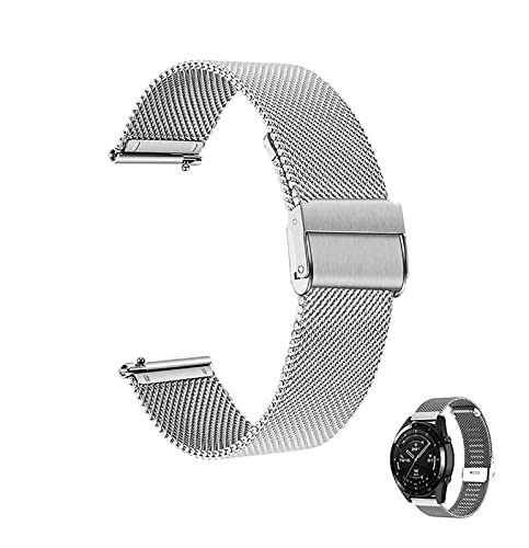 XIAOFEIGUN Uhrenarmbänder, verstellbare Edelstahl-Mesh-Uhrenarmbänder, 12-24 mm Ersatz-Edelstahl-Metall-Mesh-Armband für Männer und Frauen (Color : Silver, Size : 13mm) von XIAOFEIGUN