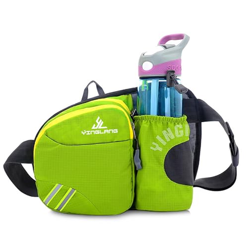 Hüfttasche Mit Wasserflaschenhalter, Herren- Und Damen-Wander-Outdoor-Hüfttasche, Wasserdicht, Geeignet Für Reisen, Camping, Spaziergänge Mit Dem Hund (Flasche Nicht Im Lieferumfang Enthalten),Green von XIAOGUDONG