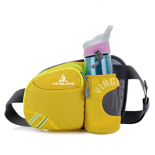 Hüfttasche Mit Wasserflaschenhalter, Herren- Und Damen-Wander-Outdoor-Hüfttasche, Wasserdicht, Geeignet Für Reisen, Camping, Spaziergänge Mit Dem Hund (Flasche Nicht Im Lieferumfang Enthalten),Yellow von XIAOGUDONG