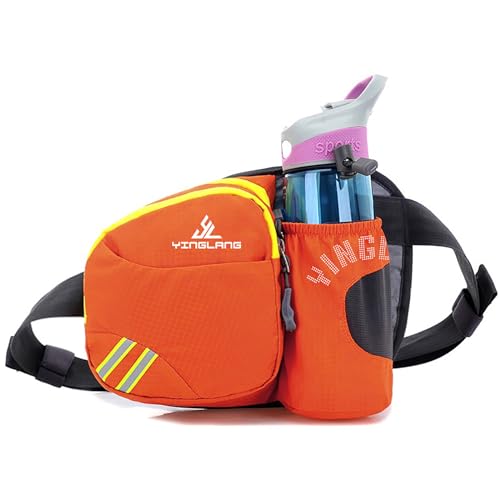 Hüfttasche Mit Wasserflaschenhalter, Herren- Und Damen-Wander-Outdoor-Hüfttasche, Wasserdicht, Geeignet Für Reisen, Camping, Spaziergänge Mit Dem Hund (Flasche Nicht Im Lieferumfang Enthalten),orange von XIAOGUDONG