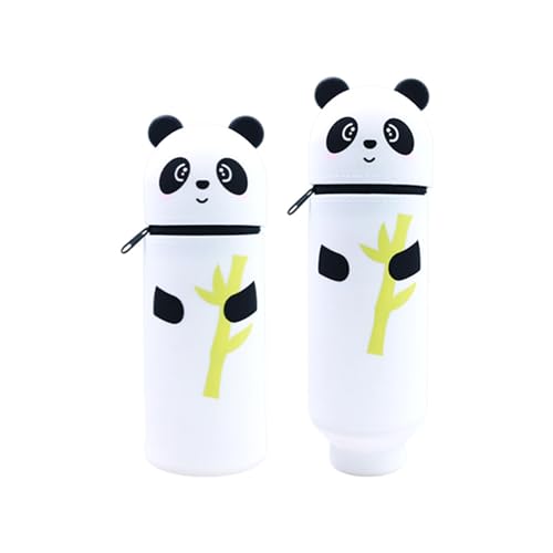 XIAOGUDONG Pencil Case，2 in 1 Soft Silicone Pencil Case，legami Pens，Kawaii Table Pen Holder, Soft Silicone School Pencil Case Zipper Closure, Retractable Capacity Pen Holder, H 19.8 cm,f von XIAOGUDONG