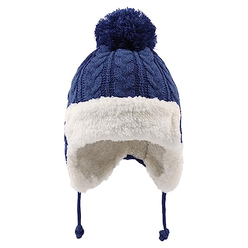 XIAOHAWANG Baby Mütze Winter Strickmütze Baby Newborn Warme Wintermütze Mädchen Kindermützen Jungen Benia für Baby Kinder (DE/NL/SE/PL, Alter, 6 Monate, 24 Monate, Dunstblau) von XIAOHAWANG