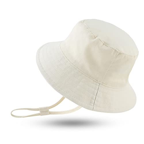 XIAOHAWANG Baby Sonnenmütze Jungen Sonnenhut UV Schutz Baby Mädchen Mütze Sommer Atmungsaktiv Kinder Fischerhut Mit Mesh-Futter(Beige, 6-12Monate) von XIAOHAWANG