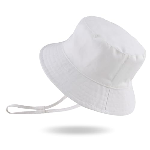 XIAOHAWANG Baby Sonnenmütze Jungen Sonnenhut UV Schutz Baby Mädchen Mütze Sommer Atmungsaktiv Kinder Fischerhut Mit Mesh-Futter(Weiß,1-2Jahen) von XIAOHAWANG