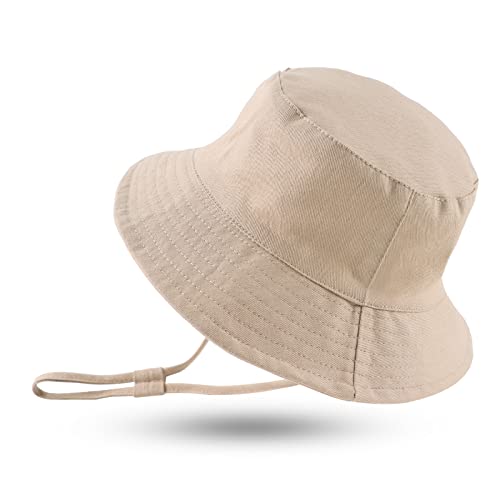 XIAOHAWANG Baby Sonnenmütze Jungen Sonnenhut UV Schutz Baby Mädchen Mütze Sommer Atmungsaktiv Kinder Fischerhut Mit Mesh-Futter (Khaki,3-6Monate) von XIAOHAWANG