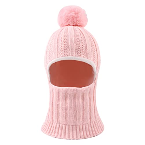 XIAOHAWANG Baby Wintermütze Jungen kindermützen Winter Polarfleece Winddicht Kälteschutz Strickmütze Jungen Warm Beanie Mit Bommel für Kinder Baby(Hell rosa, 3-10Jahren) von XIAOHAWANG