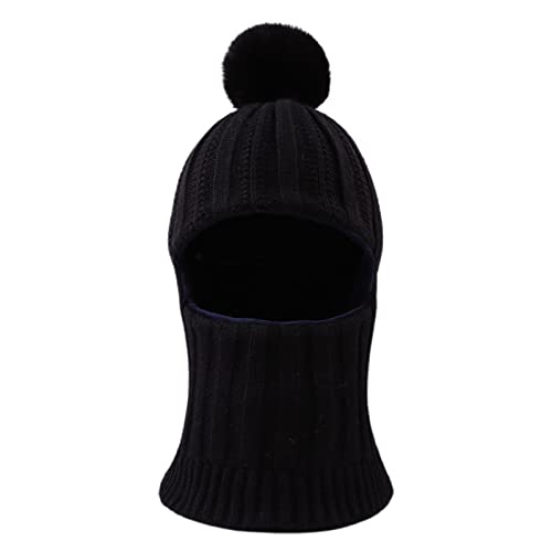 XIAOHAWANG Baby Wintermütze Jungen kindermützen Winter Polarfleece Winddicht Kälteschutz Strickmütze Jungen Warm Beanie Mit Bommel für Kinder Baby(Schwarz, 3-10Jahren) von XIAOHAWANG