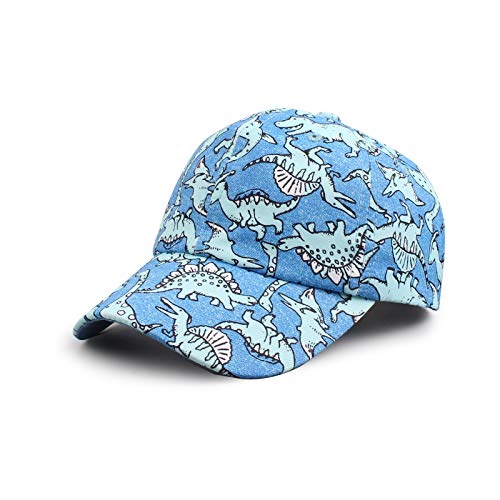 XIAOHAWANG Kinder Caps Jungen Schirmmütze mit UV Schutz Waterproof Sommer Kappe Waschbar Baby Jungen Cappy Baseball Cap 2-6Jahren (2-6Jungen, Blau Dinosaure) von XIAOHAWANG