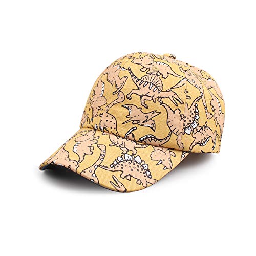 XIAOHAWANG Kinder Caps Jungen Schirmmütze mit UV Schutz Waterproof Sommer Kappe Waschbar Baby Jungen Cappy Baseball Cap 2-6Jahren (2-6Jungen, Gelb Dinosaure) von XIAOHAWANG