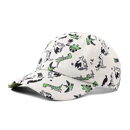 XIAOHAWANG Kinder Caps Jungen Schirmmütze mit UV Schutz Waterproof Sommer Kappe Waschbar Baby Jungen Cappy Baseball Cap 2-6Jahren (2-6Jungen, Weiß Dinosaure) von XIAOHAWANG