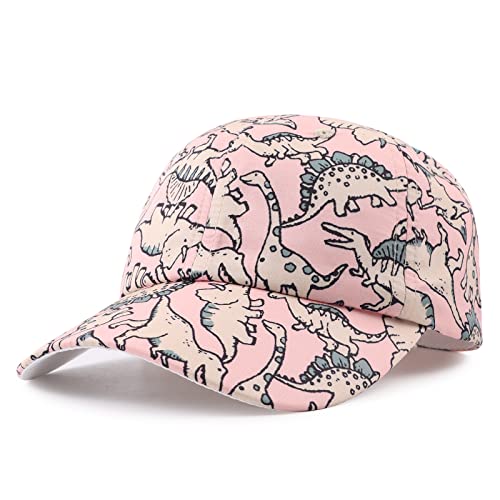 XIAOHAWANG Kinder Caps Mädchen Schirmmütze mit UV Schutz Waterproof Sommer Kappe Waschbar Baby Mädchen Cappy Baseball Cap 2-6Jahren (2-6Jungen, Rosa Dinosaure) von XIAOHAWANG