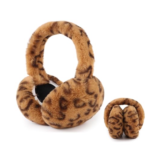 XIAOHAWANG Modisch Damen Ohrenwärmer Winter Ohrenschützer Mädchen Flauschig Ohrschutz für Erwachsene Kinder (Leopard Gelb) von XIAOHAWANG